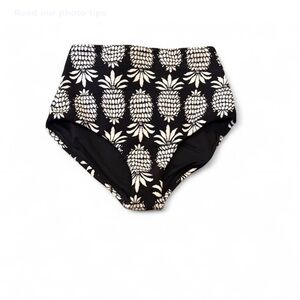 New Seafolly Corsica Black White Pineapple High Waisted Bikini Swim Bottom 8